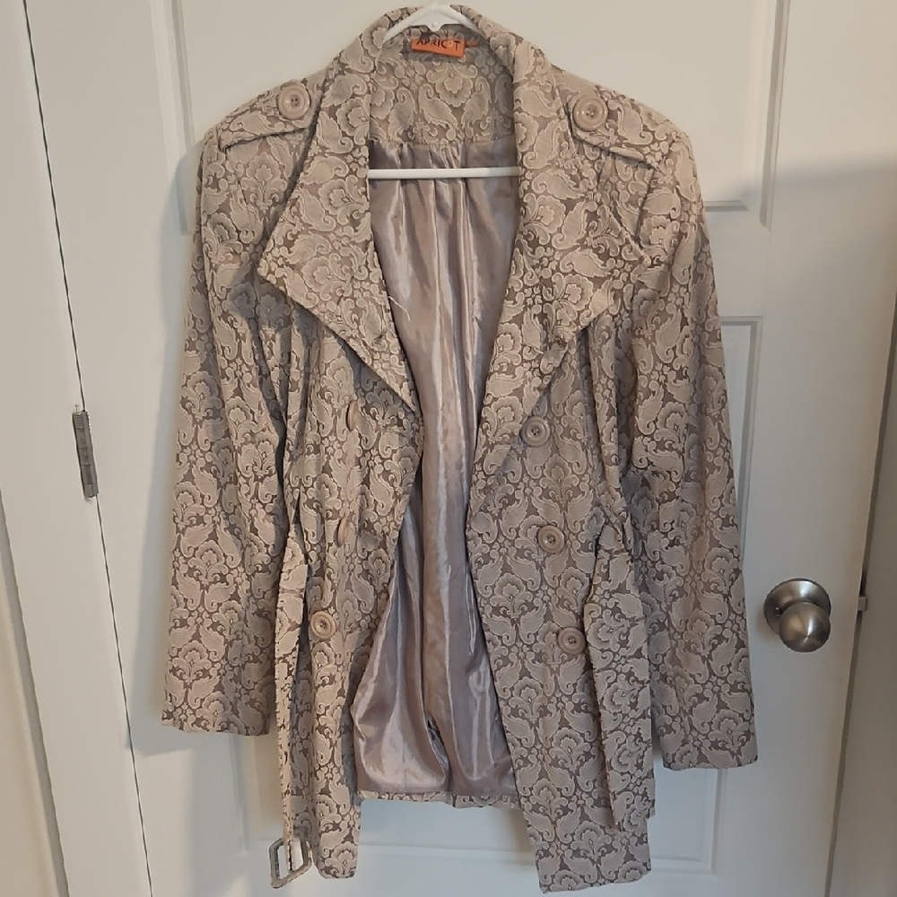 Light Tan Patterned Trench Coat